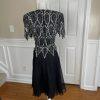 LAURENCE KAZAR NY Women Black Silk Beaded Fit and Flared Lined Dress Size PM
