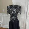 LAURENCE KAZAR NY Women Black Silk Beaded Fit and Flared Lined Dress Size PM