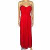 Badgley Mishka Faye Chiffon Gown Dress Size 10 Red Strapless Pleated Dress maxi