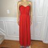 Badgley Mishka Faye Chiffon Gown Dress Size 10 Red Strapless Pleated Dress maxi