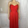 Badgley Mishka Faye Chiffon Gown Dress Size 10 Red Strapless Pleated Dress maxi
