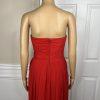 Badgley Mishka Faye Chiffon Gown Dress Size 10 Red Strapless Pleated Dress maxi