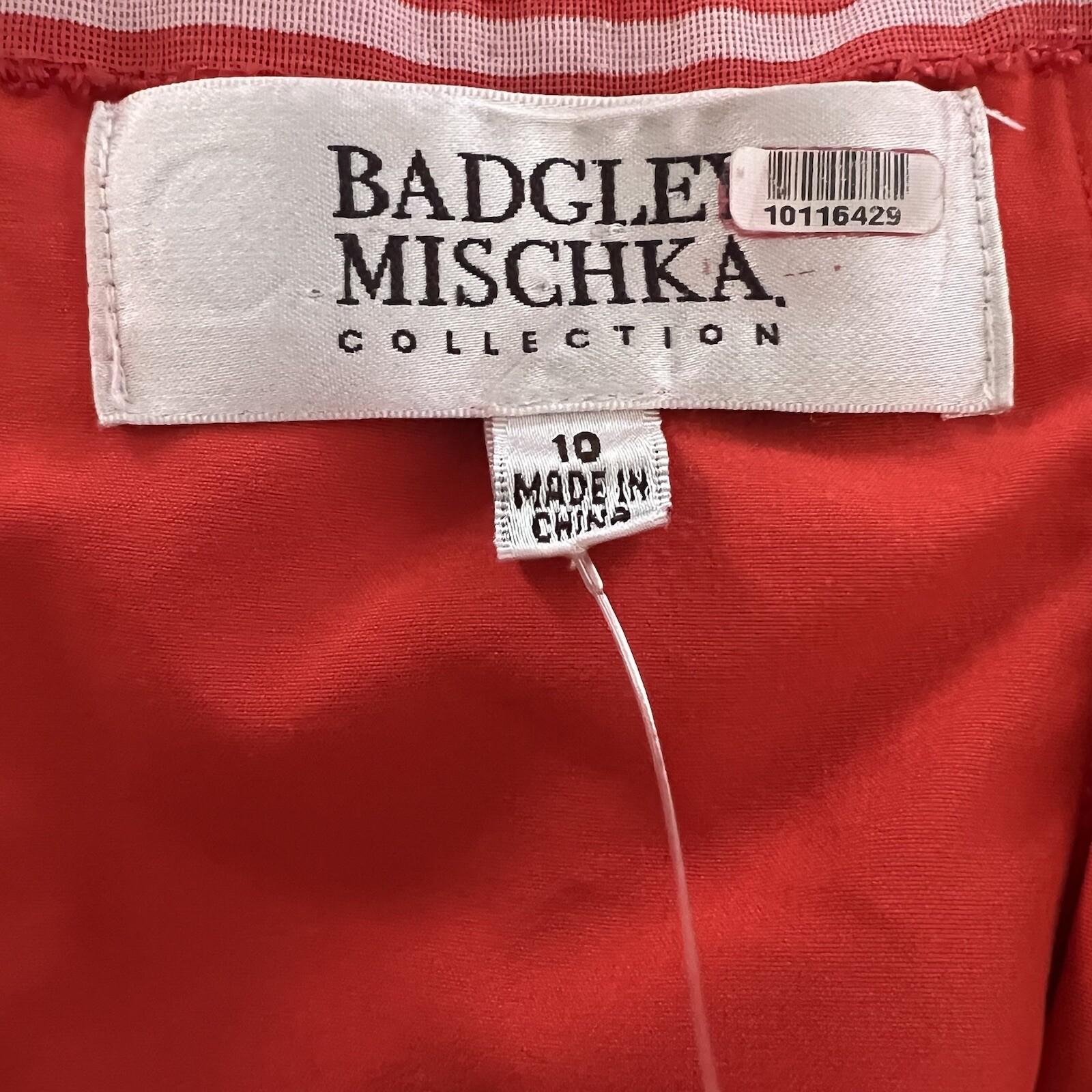 Badgley Mishka Faye Chiffon Gown Dress Size 10 Red Strapless Pleated Dress maxi
