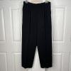 St. John Basics Knit Pants Size 16 Black Pleated Front Elastic Waist Pockets