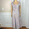 Elleen West Vtg Cotton Stretch Dress 8 Floral Pleated Flare Cap Sleeve Prairie