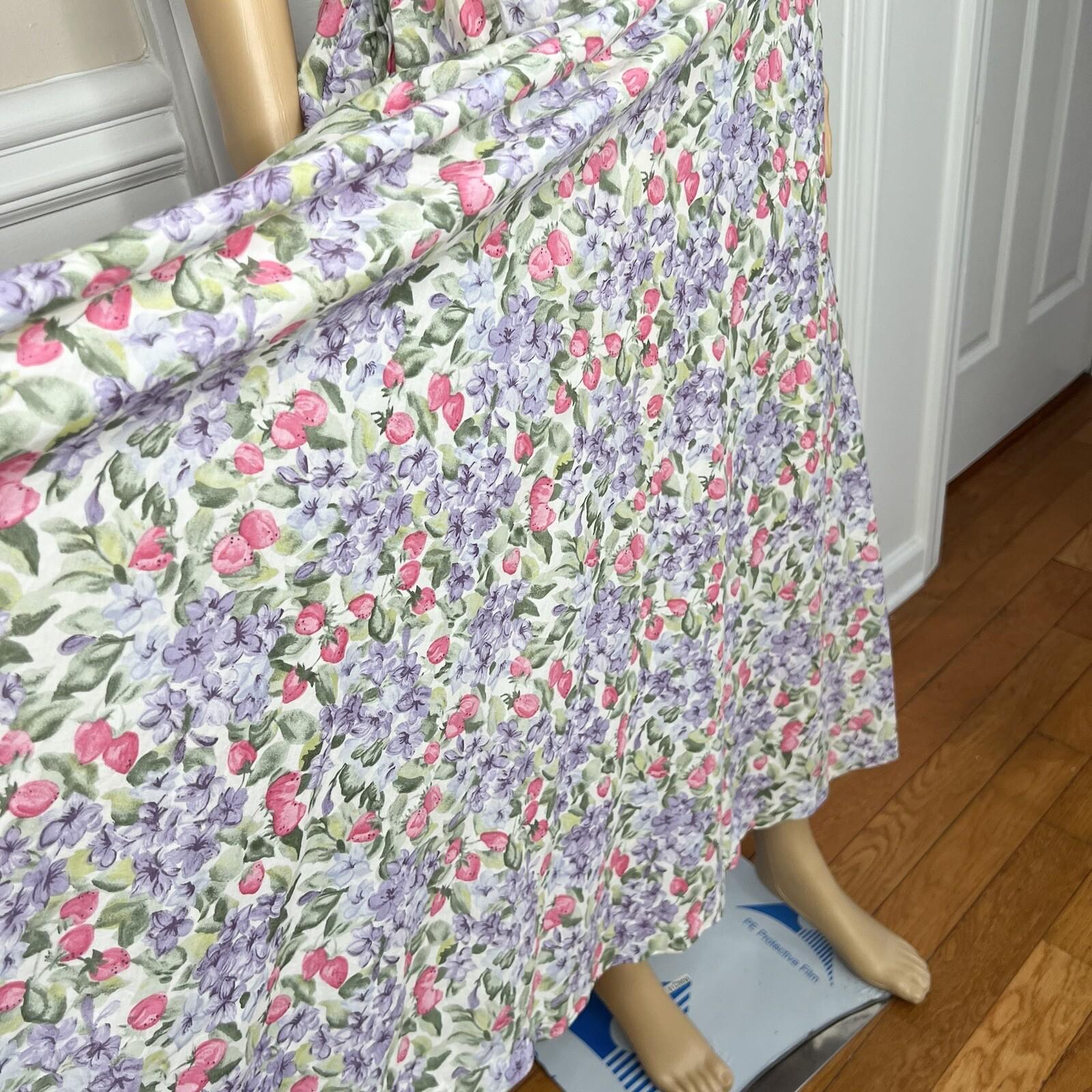 Elleen West Vtg Cotton Stretch Dress 8 Floral Pleated Flare Cap Sleeve Prairie