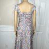 Elleen West Vtg Cotton Stretch Dress 8 Floral Pleated Flare Cap Sleeve Prairie