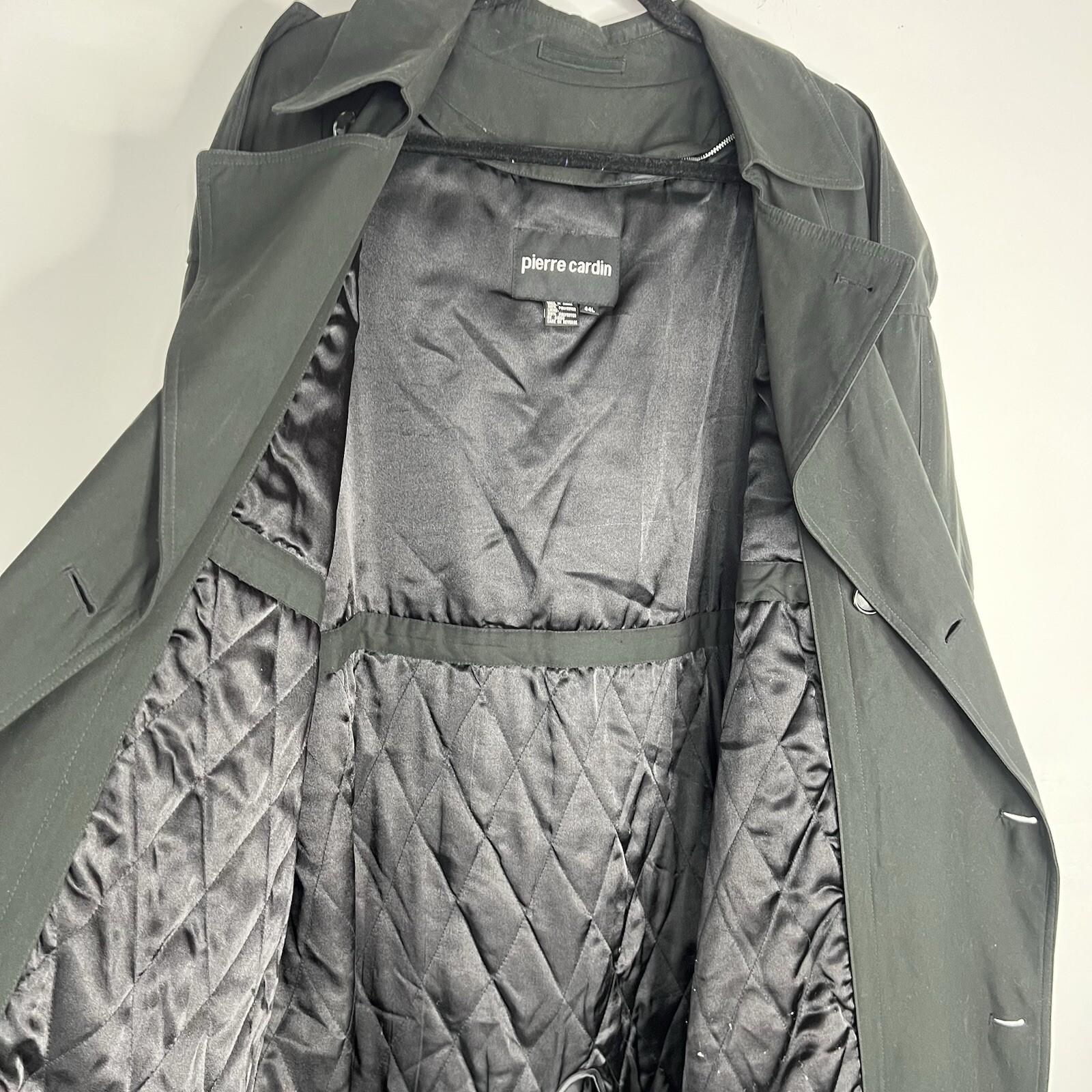 Pierre Cardin Men’s 44L Double Breasted Trench Coat Removable Zip Lining Luxury