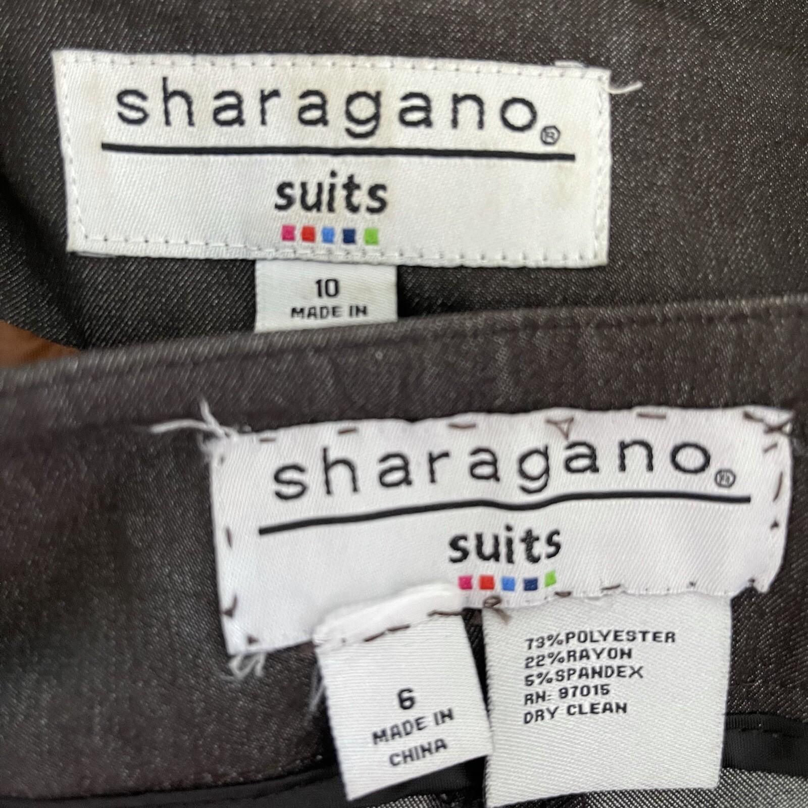 SHARAGANO Brown Polyester Stretch Belted Mismatched Pant (Size 6) Suit (Size 10)