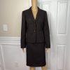 KASPER 2PC Chocolate Polyester Lined Career Skirt Suit 4 Business Casual New