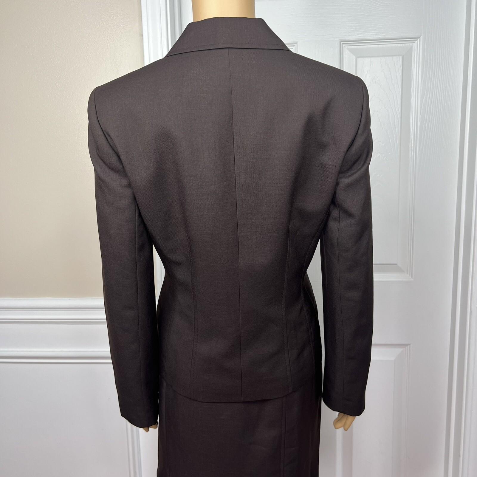 KASPER 2PC Chocolate Polyester Lined Career Skirt Suit 4 Business Casual New