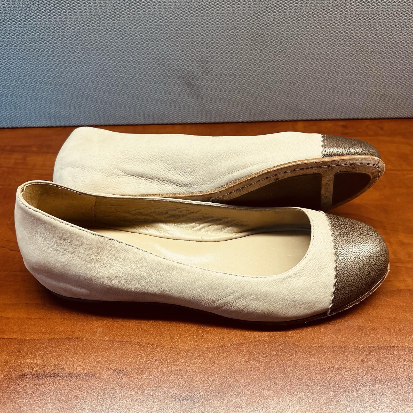 Eileen Fisher Women Soft Leather Hidden Wedge Shoes 8.5 Beige Cap Toe Slip on