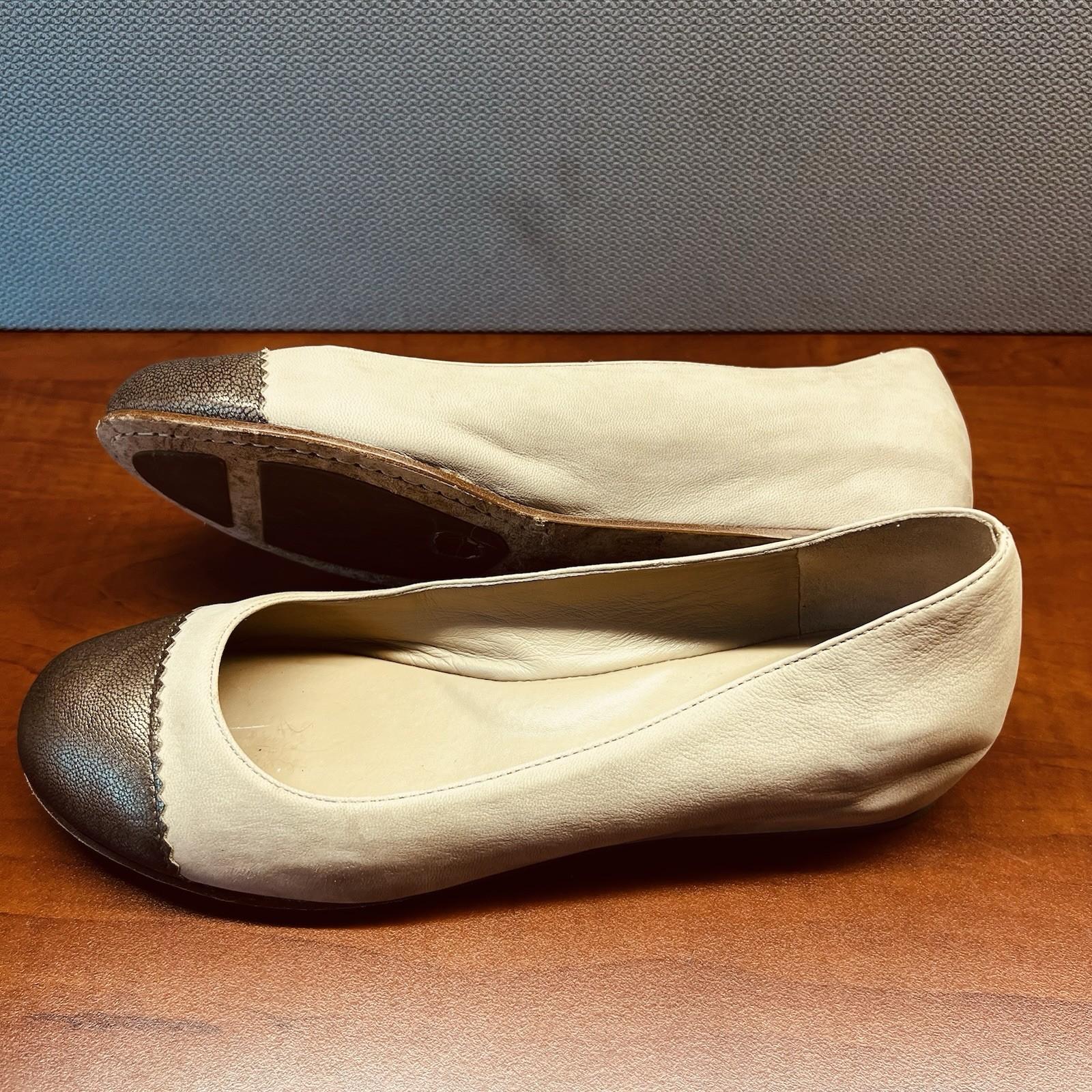 Eileen Fisher Women Soft Leather Hidden Wedge Shoes 8.5 Beige Cap Toe Slip on