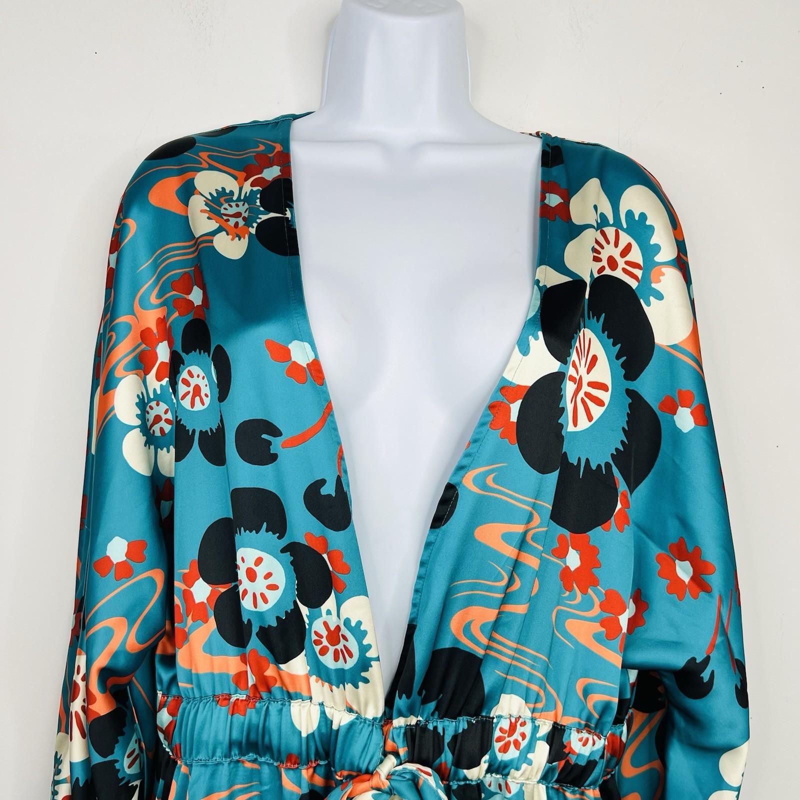 Misa Hylton For INC Beaded Fringe Kimono Blouse L Stylish Colorful Elastic Tie
