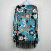Misa Hylton For INC Beaded Fringe Kimono Blouse L Stylish Colorful Elastic Tie