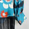 Misa Hylton For INC Beaded Fringe Kimono Blouse L Stylish Colorful Elastic Tie