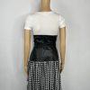 Tov Los Angeles Cotton Faux Leather Dress 42 Patchwork Floral Maxi Zip Up Ruffle