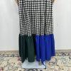 Tov Los Angeles Cotton Faux Leather Dress 42 Patchwork Floral Maxi Zip Up Ruffle