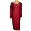 New GIOVANNA SIGNATURE 2PC Deep Red Polyester Nylon Stretch Skirt Suit Size 14