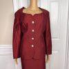 New GIOVANNA SIGNATURE 2PC Deep Red Polyester Nylon Stretch Skirt Suit Size 14