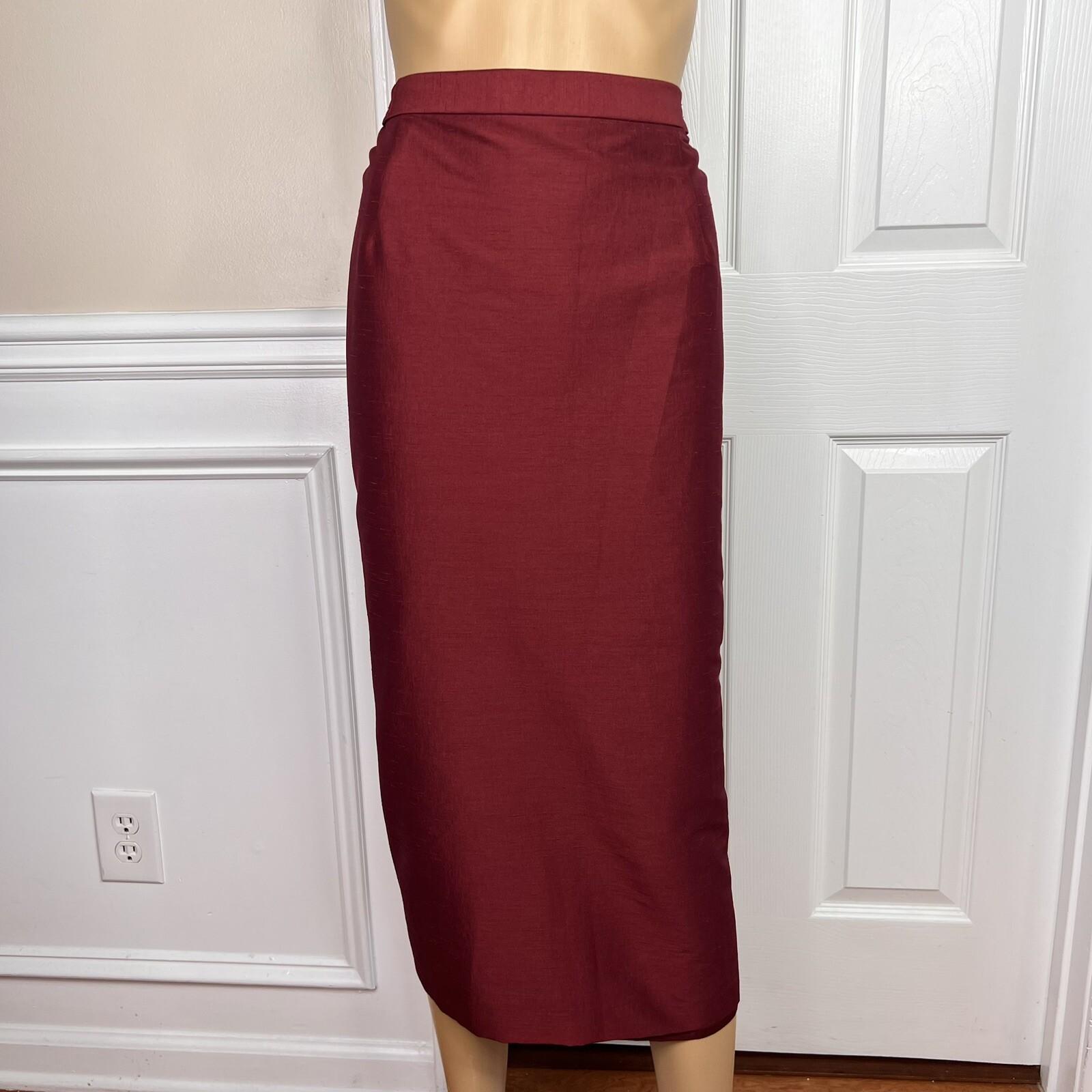 New GIOVANNA SIGNATURE 2PC Deep Red Polyester Nylon Stretch Skirt Suit Size 14