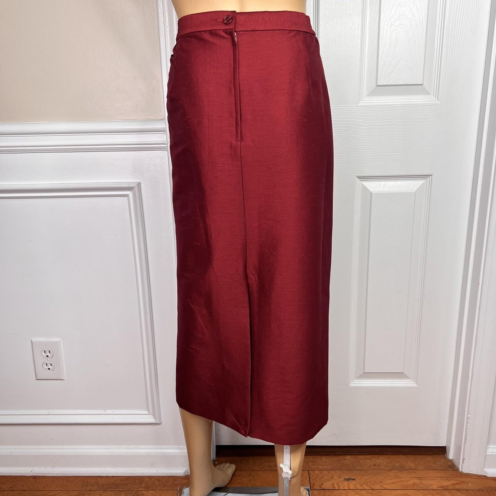 New GIOVANNA SIGNATURE 2PC Deep Red Polyester Nylon Stretch Skirt Suit Size 14