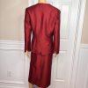 New GIOVANNA SIGNATURE 2PC Deep Red Polyester Nylon Stretch Skirt Suit Size 14