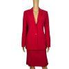 JONES NEW YORK 2PC Fire Red Polyester Lined Pleated Skirt (SZ 6) Suit (SZ 4)