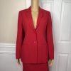 JONES NEW YORK 2PC Fire Red Polyester Lined Pleated Skirt (SZ 6) Suit (SZ 4)