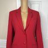 JONES NEW YORK 2PC Fire Red Polyester Lined Pleated Skirt (SZ 6) Suit (SZ 4)