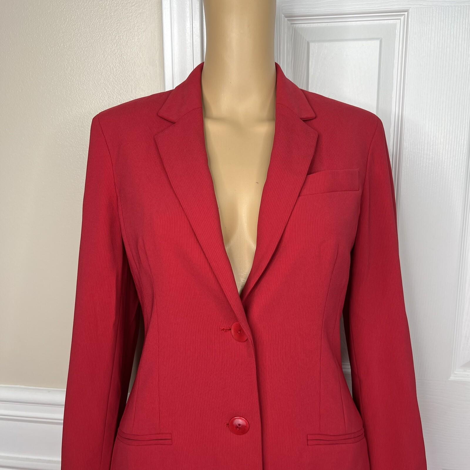 JONES NEW YORK 2PC Fire Red Polyester Lined Pleated Skirt (SZ 6) Suit (SZ 4)