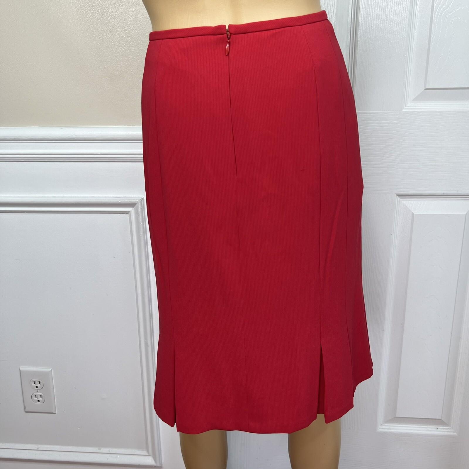 JONES NEW YORK 2PC Fire Red Polyester Lined Pleated Skirt (SZ 6) Suit (SZ 4)