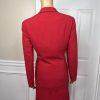 JONES NEW YORK 2PC Fire Red Polyester Lined Pleated Skirt (SZ 6) Suit (SZ 4)