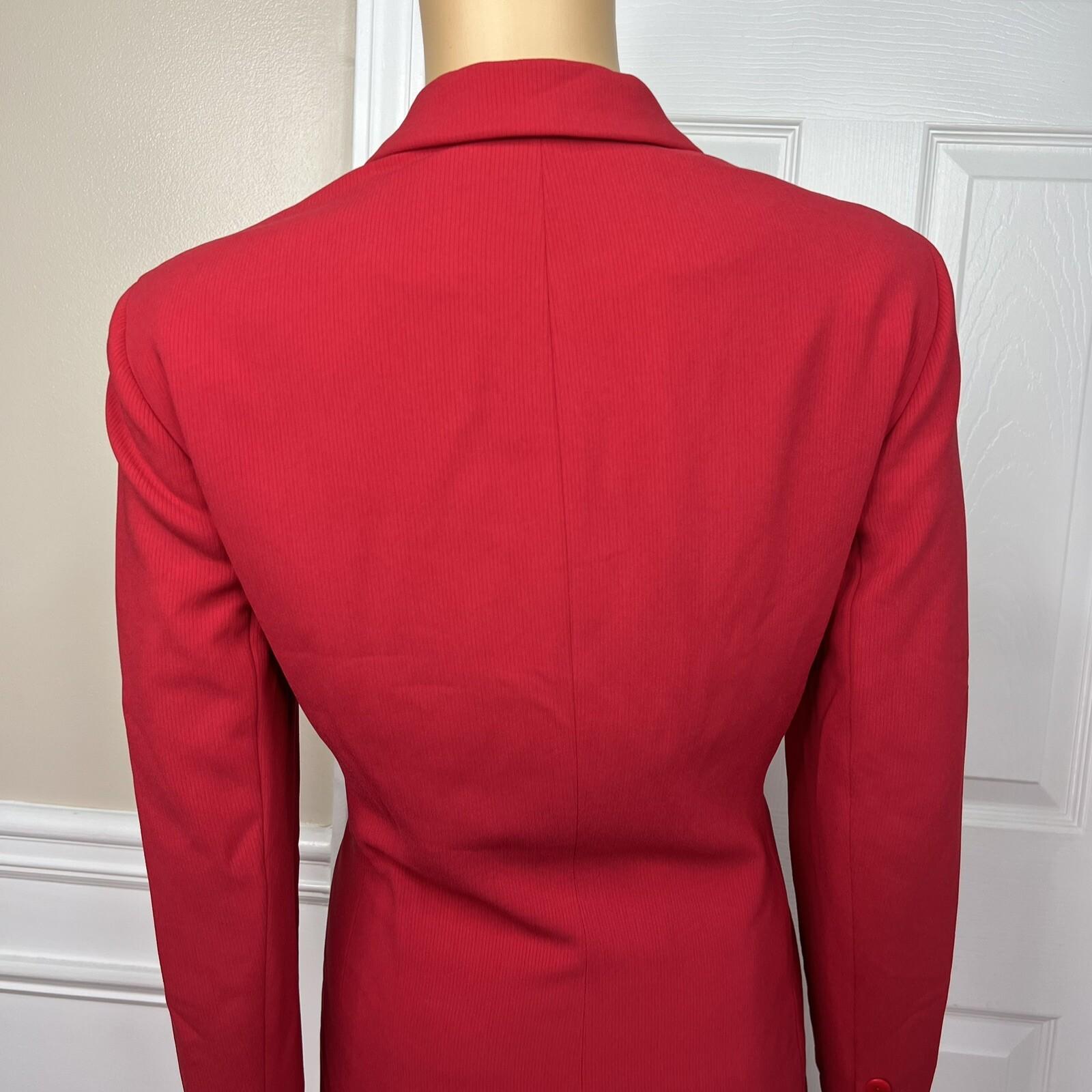 JONES NEW YORK 2PC Fire Red Polyester Lined Pleated Skirt (SZ 6) Suit (SZ 4)