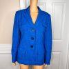 10-4844.jpg Le Suit Polyester Blazer Size 14 Royal Blue Lined Peak Collar Pockets 1PC