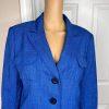 10-4845.jpg Le Suit Polyester Blazer Size 14 Royal Blue Lined Peak Collar Pockets 1PC