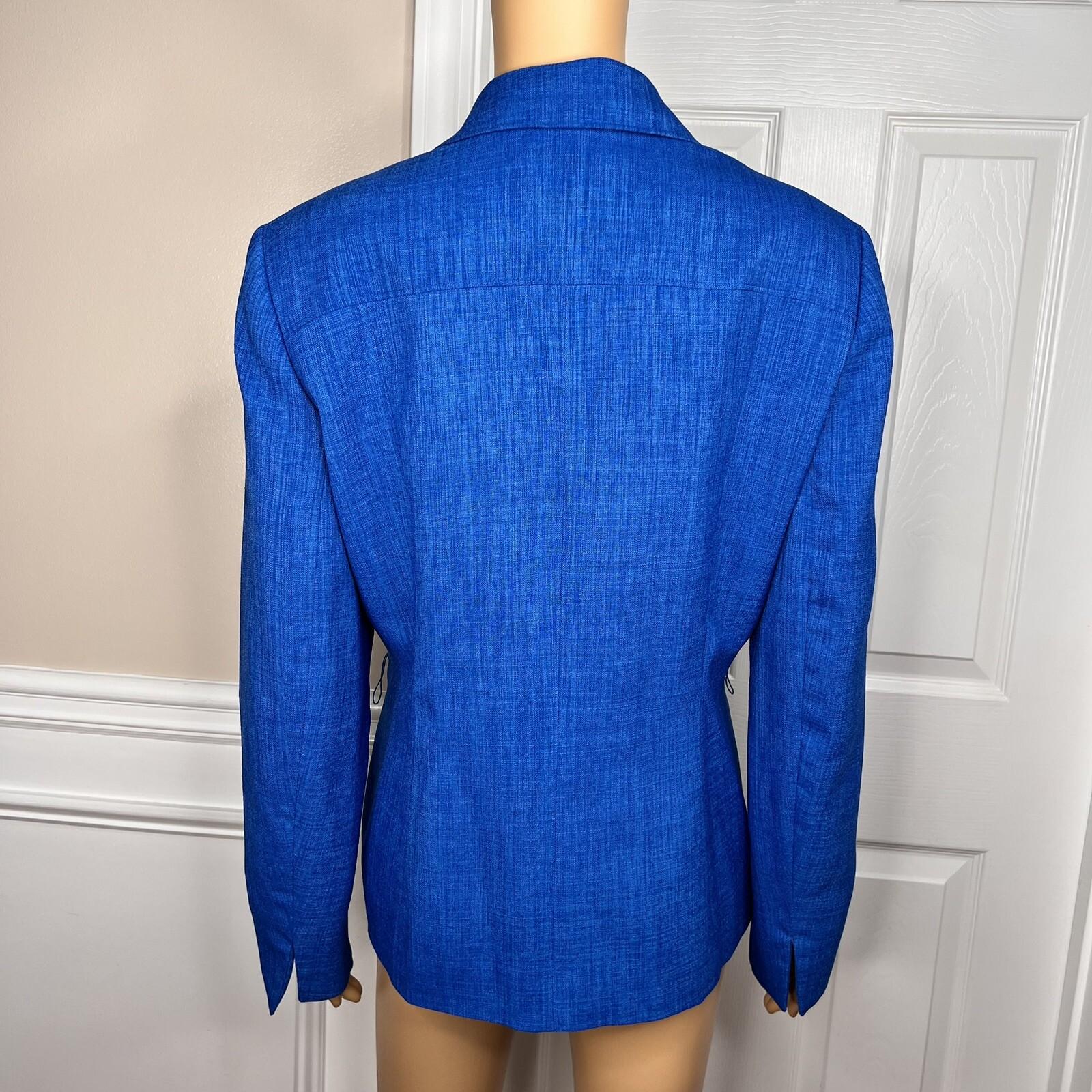 10-4846.jpg Le Suit Polyester Blazer Size 14 Royal Blue Lined Peak Collar Pockets 1PC