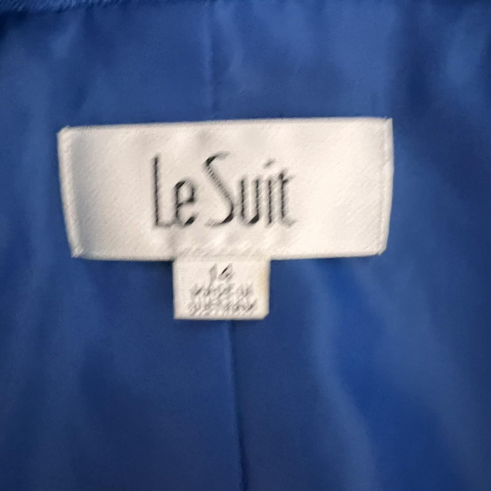 10-4848.jpg Le Suit Polyester Blazer Size 14 Royal Blue Lined Peak Collar Pockets 1PC