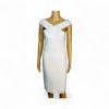Dress the Population MAIA Off Shoulder Bodycon  Bandage Dress White Size M
