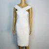 Dress the Population MAIA Off Shoulder Bodycon  Bandage Dress White Size M