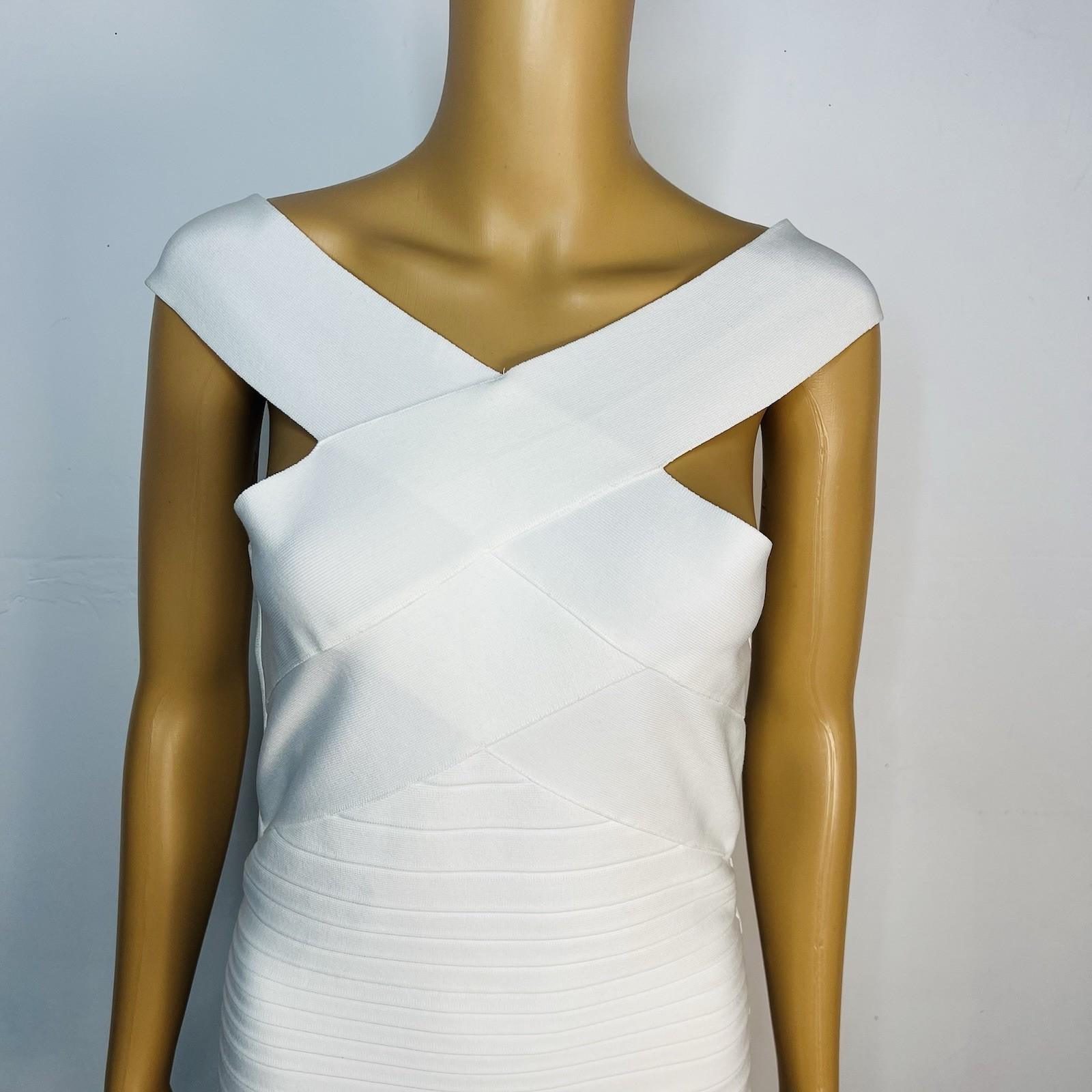 Dress the Population MAIA Off Shoulder Bodycon  Bandage Dress White Size M