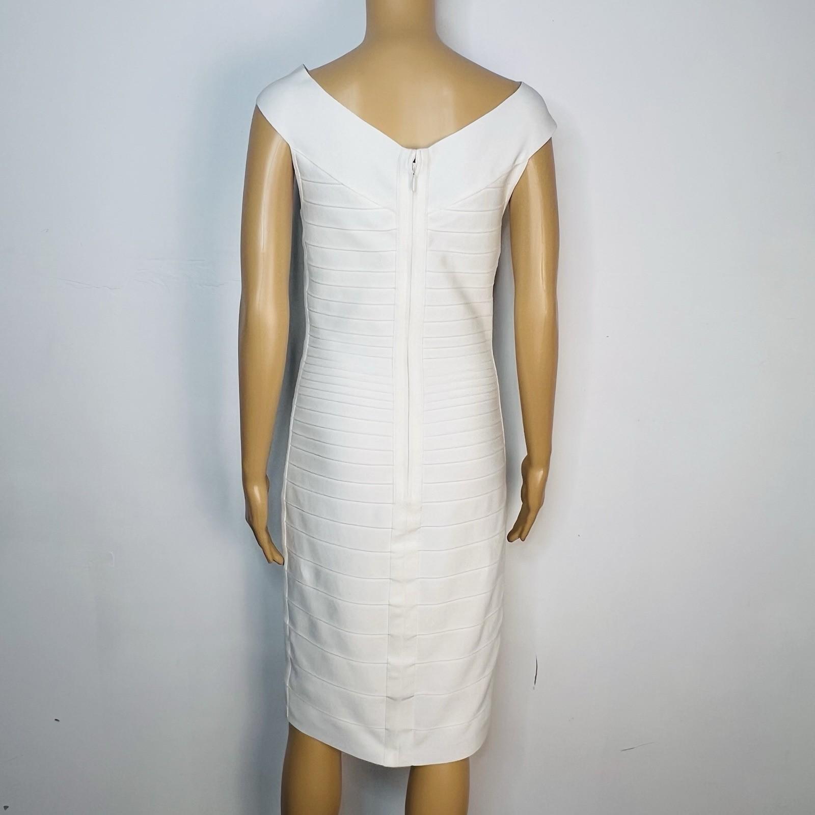 Dress the Population MAIA Off Shoulder Bodycon  Bandage Dress White Size M