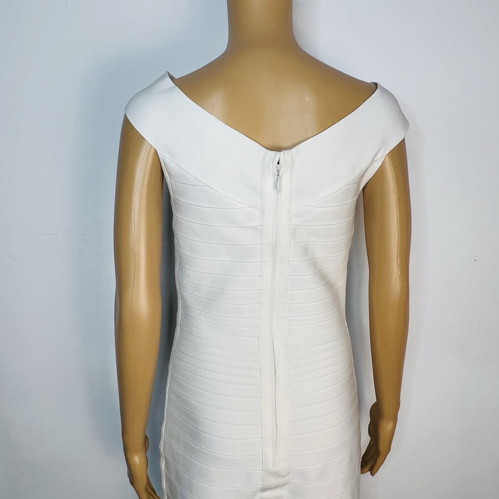 Dress the Population MAIA Off Shoulder Bodycon  Bandage Dress White Size M
