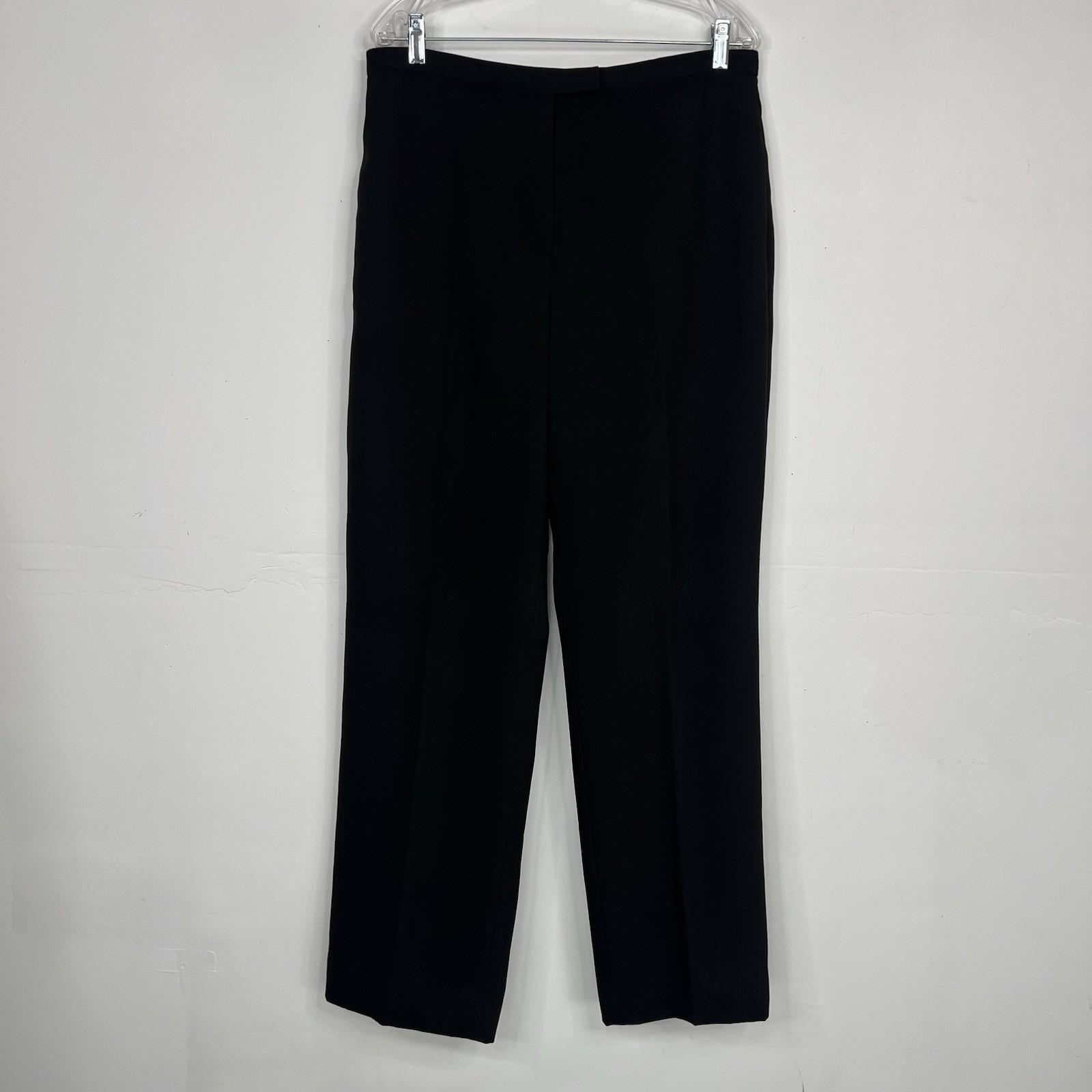 Tahari Polyester Pant Suit Size 14 Black Lined Notch Collar Career Business 2PC