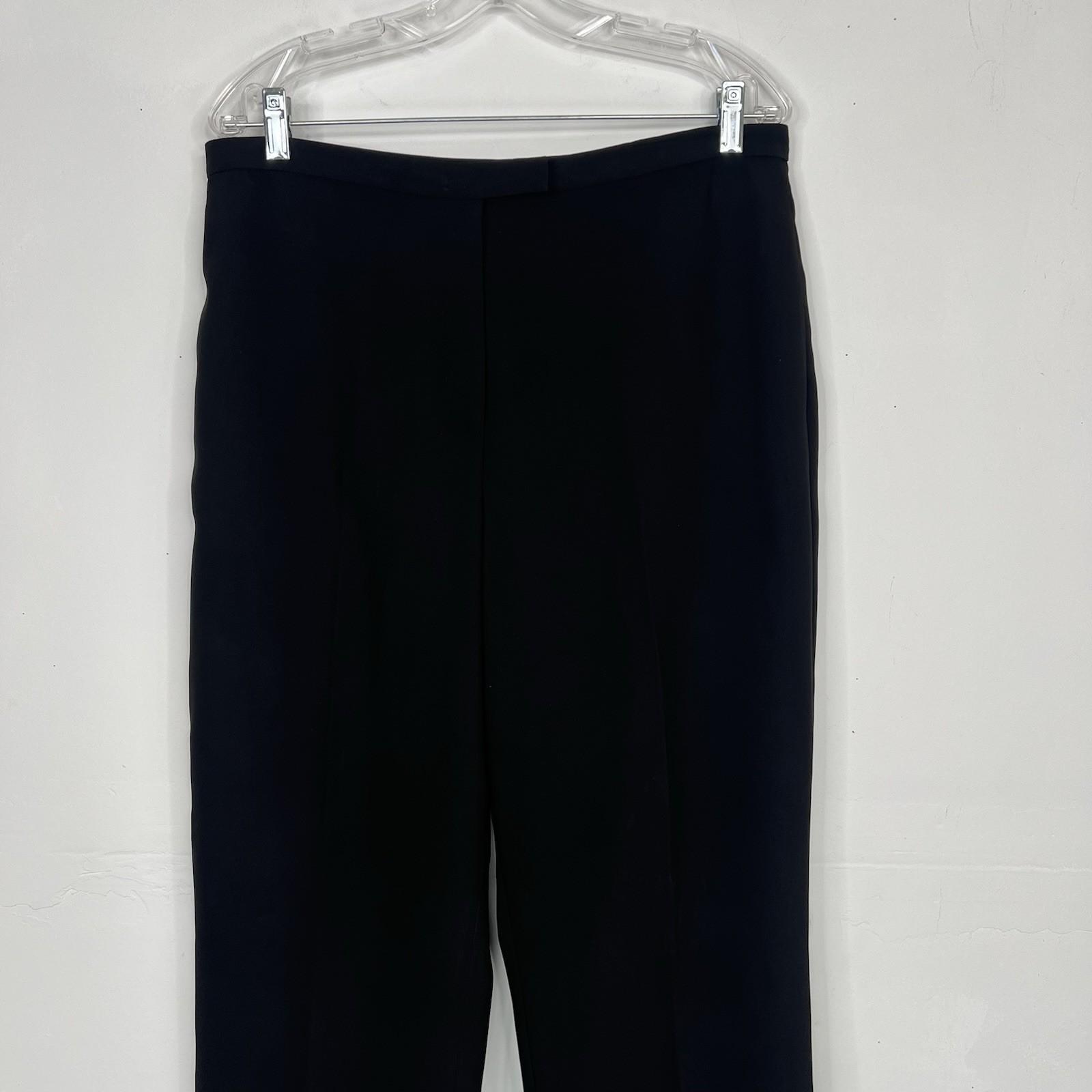 Tahari Polyester Pant Suit Size 14 Black Lined Notch Collar Career Business 2PC