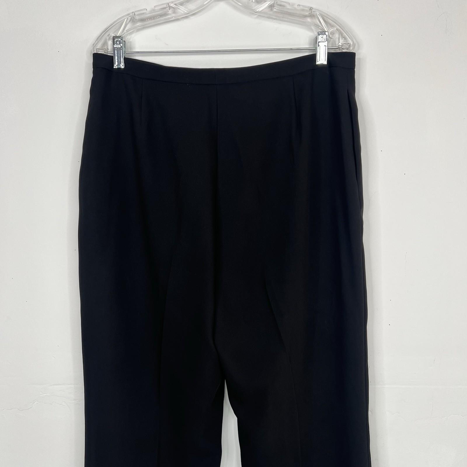 Tahari Polyester Pant Suit Size 14 Black Lined Notch Collar Career Business 2PC