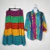 Vintage Ralph Lauren Boho Tiered Gypsy Hippie Cotton Maxi Skirt Set 2X Stretch