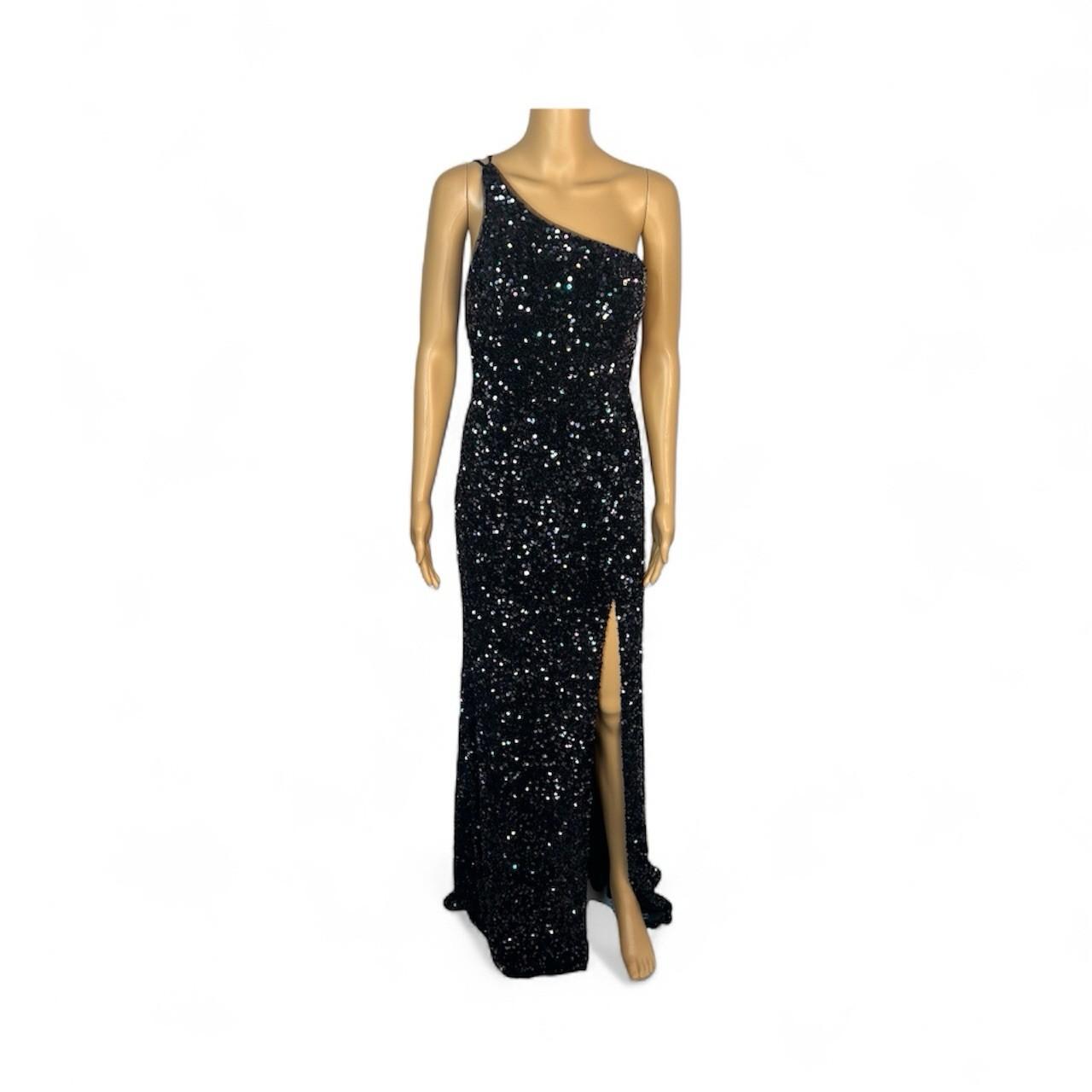 Jules & Cleo sequin Black One Shoulder Shimmer Gown Size 6 Floor Length Dress