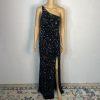 Jules & Cleo sequin Black One Shoulder Shimmer Gown Size 6 Floor Length Dress