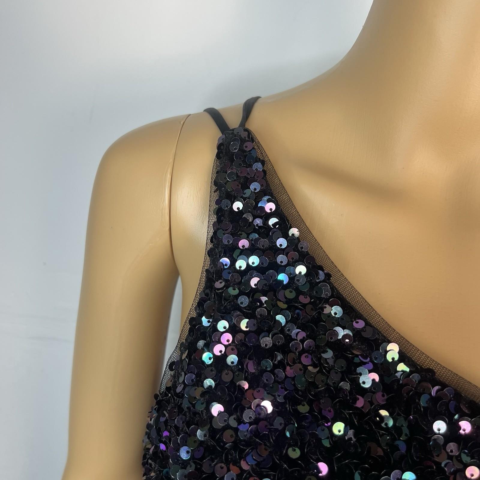 Jules & Cleo sequin Black One Shoulder Shimmer Gown Size 6 Floor Length Dress